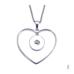 Pendant Necklaces Noosa Snap Button Jewelry Heart Circle Necklace With Link / Leather Chain Fit 18Mm Women Drop Delivery Pendants Dhu9L