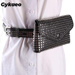 Waist Bags Fashion Rivet Luxury Designer Fanny Pack Small Women Phone Pouch Punk Belt Ladies Party Purse Evening Day Clutches 230220