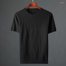 Men's T Shirts 2023 Men Spring Summer O-neck Sweater T-shirt Male Short Sleeve Loose Knitted Tops Solid Colour Bottoming W934