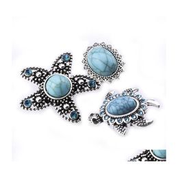 Clasps Hooks Big Snap Jewelry Starfish Tortoise Turquoise 18Mm Buttons For Snaps Bracelet Necklace Drop Delivery Findings Component Dhnai