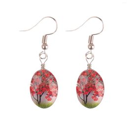 Dangle Earrings Real Flower Tree Time Gem Handmade Baby's Breath Birthday Carnival Party Dating Eternal Sweet