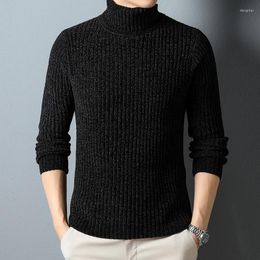 Men's Sweaters Turtleneck Warm Autumn And Winter Fashion Solid Color Sweater Brand Men Casual Slim Pullover Top Knitted Male Designer