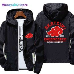 Men's Jackets Anime Akatsuki Thin Reflective Sunscreen Windbreaker Skin Coat Zipper Men Hooded Jacket Cycling Camping Pilot Oversized 7XL 022023H