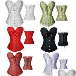 Waist Tummy Shaper Satin Bone Lace Up Steampunk Corset Y Bustier Women Overbust Slim Straples Drop Delivery Health Beauty Body Scp Dhqlv