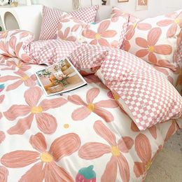 Bedding Sets Kawaii Set Kids Adult Flat Sheet Duvet Cover Pillowcase Single Double Full Size Bed Linen Floral Cherry Home Textile