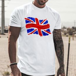 Men's T Shirts Large Tall White Men Cotton Long Sleeve Workout Shirt Male Summer England Flag Print