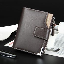 Luxury Casual men's brand wallet vertical multi-function wallet zipper buckle three folds purse tide porte cartes de luxe291n