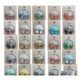 Charms Life Of Tree Natural Stone Tiger Eye Lapis Lazi Crystal Rose Quartz Malachite Aventurine Opal Turquoise Pendant Ffshop2001 Dr Dhiin