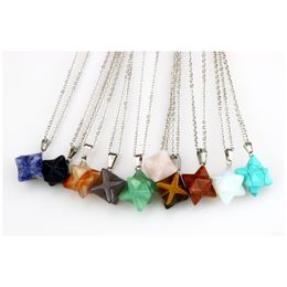 Pendant Necklaces Bohemian Natural Stone Necklace For Girl Turquoise Opal Pink Crystal Lazi Polyhedral Reiki Drop Delivery Jewellery Pe Dhait