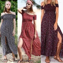 Party Dresses 2023 Summer Women's Dress Sexy Wrap Chest One-shoulder Split Floral Pullover French Women Harajuku