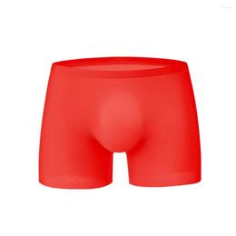 Underpants Men Underwear Boxer Shorts Mens Ice Silk Seamless U Convex Design Sexy Transparent Male Men's Cueca Homme