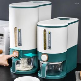 Storage Bottles Press-Type Automatic Cereal Dispenser Coffee Bean Food Container With Measure Cup Organisation And Of Kitchen