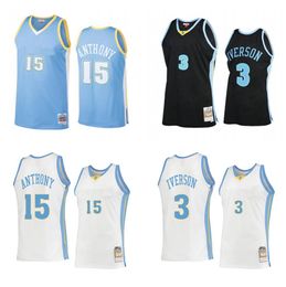 Custom Basketball Jerseys 15 Anthony Allen Iverson Mitchell Ness jersey S-XXL Men Women Youth blue white black green retro jerseys