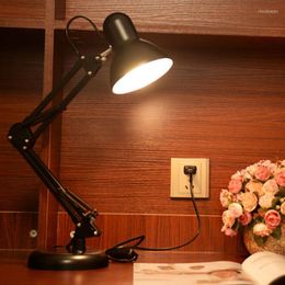 Table Lamps Flexible Swing Arm Clip-on Lamp Office Studio Desk For Study Reading Night Light EU/US Plug Led Bulb
