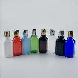 Storage Bottles Multicolor 200ML X 25 Square Plastic Bottle With Gold Silver Disc Top Cap Shampoo Lotion Packing Empty Cosmetic Container