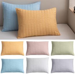 Pillow Case No Pilling Anti-fading Solid Color Living Room Seersucker Design Pillowcase Home Decor For Bedroom