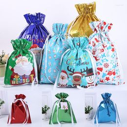 Christmas Decorations Drawstring Gift Bag Set Wedding Candy Box Packaging Drawable Birthday Party Wrapping Year