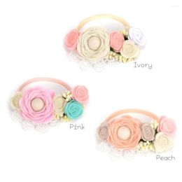 Hair Accessories Floral Nylon Baby Headband Felt Flower Rose Crown Hairband For Toddlers Born Accessory Infant Gifts