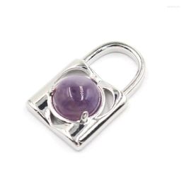 Pendant Necklaces Energy Lock Charm Natural Stone Silver Colour Red Jaspers Agates Reiki Pink Purple Crystal Pendulum Couple Lovers Jewellery