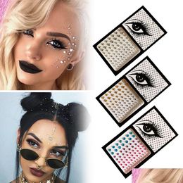 Temporary Tattoos Crystal Tattoo Sticker Glitter Eyeliner Eyebrow Makeup Face Eyes Diamond Rock Rhinestone 3D Stickers Drop Delivery Dhw0D