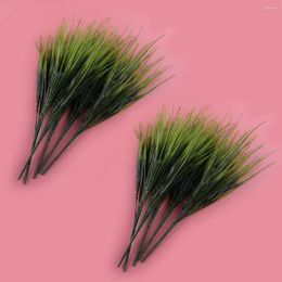 Decorative Flowers 10pcs Artificial Green Wheat Grass Plastic Plants Fake Shrubs Foliage Bush Office Home Garden Decoration