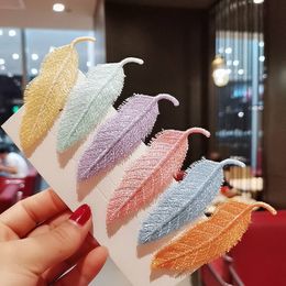 Ribbon Feather Hair Clips Side Bangs Fix Fringe Barrette Makeup Washing Face Accessories Women Girls Styling Hair Pins 1678