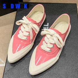 SDWK Women Patent leather Sport Casual Shoes Flats Sneakers Running Ladies Loafers Pointed Toe Mujer Zapatos Fad 0220