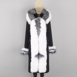 Women's Fur & Faux Female Winter Jacket Natural Real Colour Matching Collar Thick Women Detachable X-Long Parka ParkaWomen's Women'sWomen's