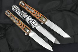 New M6696 Flipper Folding Knife 8Cr13Mov Satin Blade CNC G10 Handle Ball Bearing Fast Open EDC Pocket Folder Knives