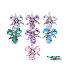 Charms Wholesale Crystal Heart Sier Colour Snap Button Women Jewellery Findings Rhinestone 18Mm Metal Snaps Buttons Diy Bracelet Cloth Dhmd5