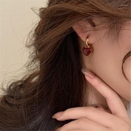 Hoop Earrings Trendy Shell Love Heart For Woman Girls Korean Style Smooth Circle Aesthetic Party Jewelry Gift Eh1781