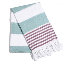 Sarongs 100x180cm Striped Cotton Turkish Beach Towel With Tassels Travel Sandy Bath Shawl Gym Pool Blanket Drape1