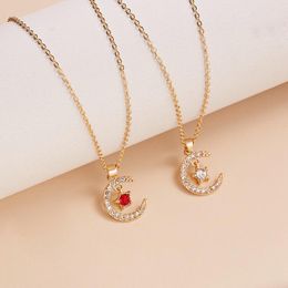 Pendant Necklaces Moon Star Birthstone Birthday Necklace Jewelry Women Choker Colorful Crystal Neck Chain Friendship GiftsPendant