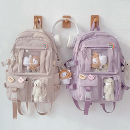 Waist Bags Largecapacity Cute Women MultiPocket Nylon Backpack Ins Junior High School Student Bag Female Girl Laptop Book 230220