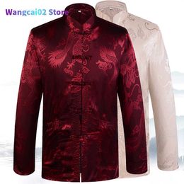 Men's Jackets Autumn New Mans Dragon Kung Fu Jacket Coat Traditional Chinese Mandarin Collar Tang Suit Clothing For Men Camisa Masculina 022023H