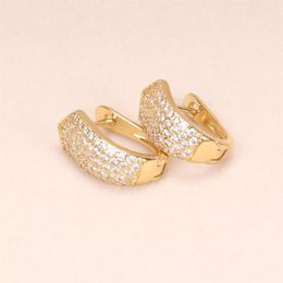 Hoop Earrings 2023 Korean Fashion CZ Waistband Shape Cartilage Pierced Ear Buckles For Women Copper Gold Plated Jewellery