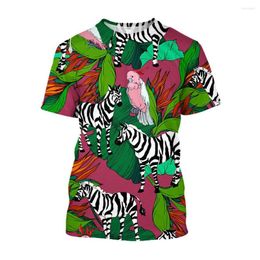 Herren-T-Shirts Jumeast 3d Tier Zebra bedruckt T-Shirts Übergroße Unisex Baggy Blätter Grafikhemd für Männer Y2K Tops in Kleidung T-Shirty