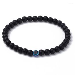 Strand MIQIAO Black 6mm Polish Matting Eyes Stone Beads Arm Chains Wrist Band Bracelet For Men Boys Friends Gift Anime Fashion Jewelery