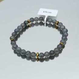 Strand Lii Ji Real Stone Grey Bracelet Labradorite Hematite 6mm Boho 18cm Women Jewellery