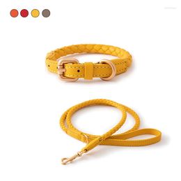 Dog Collars PU Leather Collar Leash Set Personalised Necklace Braided Strong&Durable Pet For Small Medium Dogs Pets Supplies