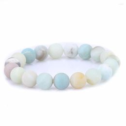 Strand 2023 Natural Round Stone Matte Amazonite Beads Bracelet Buddha Head Bracelets &Bangle For Women Ladies Jewellery