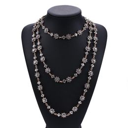 Chains Vintage Layered Long Chain Necklaces & Pendant Simulated Pearls Luxury Beads Maxi Necklace Women Statement BijouxChains