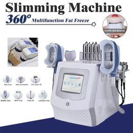 Portable Cryolipolysis Cooling Machine Fat Freezing Body Slimming Device 40KHz Cavitation RF Equipment With Laser Pads Double Chin Cool Handle