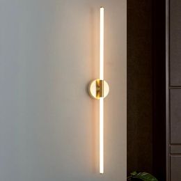 Wall Lamps Gold Modern LED Brief Bedroom Study Lights Simple Bedside Lamp Creative Acrylic Light Pipe Living Room Home LampsWall