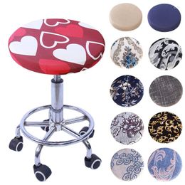 Chair Covers 1pc Round Cover Bar Stool Elastic Seat Home Slipcover Floral Printed High Quantity