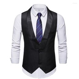 Men's Vests Mens Black Shawl Collar Suit Vest 2023 Brand Slim Fit Wedding Waistcoat Male Business Formal Dress Chaleco Hombre