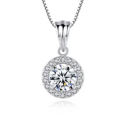 Europe Classic Luxury Moissanite S925 Silver Pendant Necklace Jewellery Fashion Women Full Diamond Zircon Necklace for Women Wedding Party Valentine's Day Gift SPC