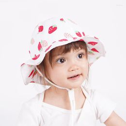 Hats 2023 Spring And Summer Children's Basin Hat Strawberry Print Baby Sun Protection Children Fisherman