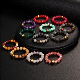Cluster Rings 1PC Fashion Handmade Natural Stone Beaded Stretch Women With Copper Bead Rope Wedding Ring Adjustable