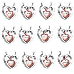 Pendant Necklaces JJ001 Double Heart Cremation Urn Necklace For Dad/Mom/Son/Grandma/Grandpa/Sister Keepsake Memorial Jewellery Hold